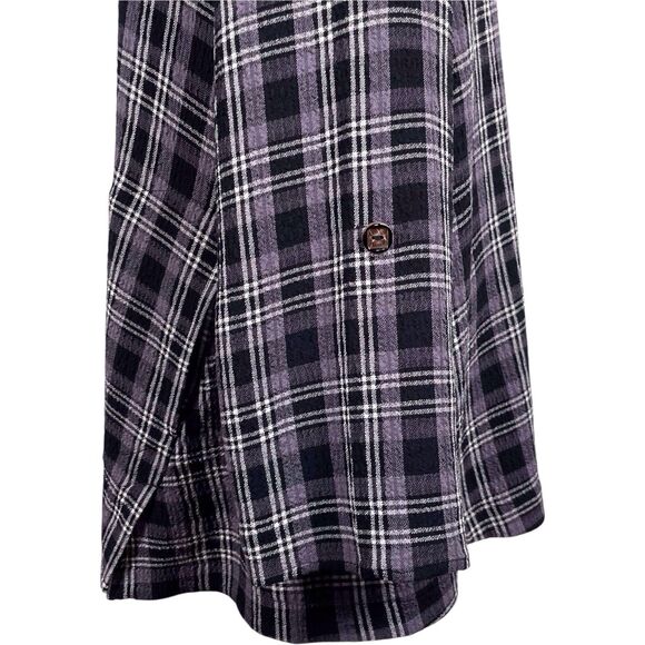 HABITAT Plaid Crinkle Tunic Top Gray Black Long Sleeve Shirt Size XL EUC - Picture 11 of 16